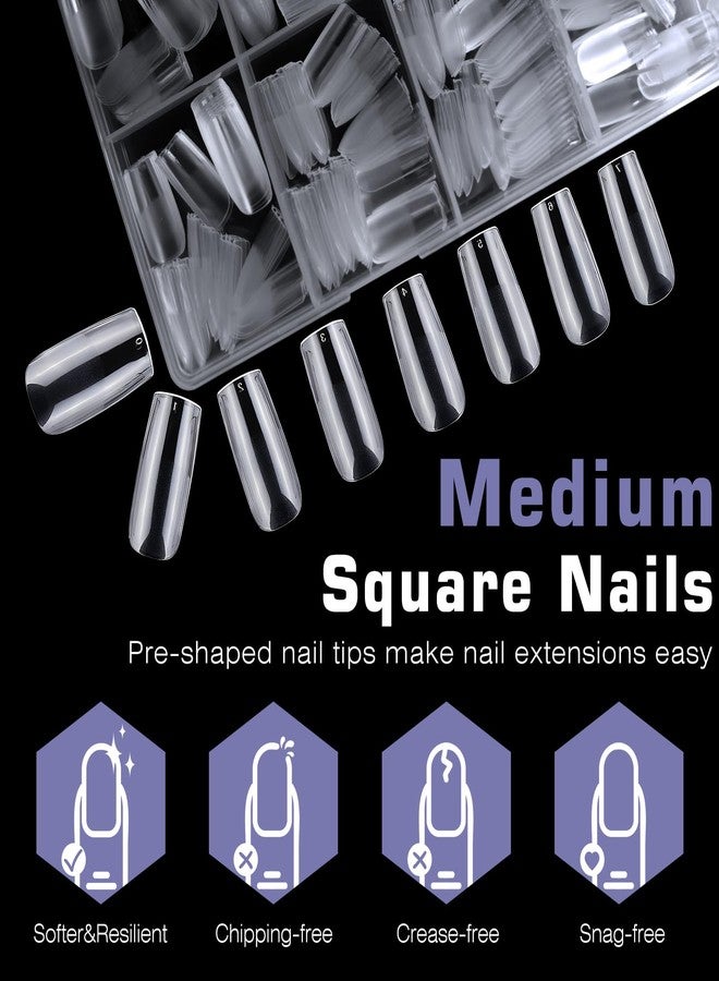 Lifextol 600pc Medium Square Nail Tips Fake Nails Press on Nails Clear Nail Tip Full Cover False Nails Artificial Fingernail, 12 Size Soft Gel Nail Tips Square for Acrylic Nail Gel Nail Extensions - Image 2